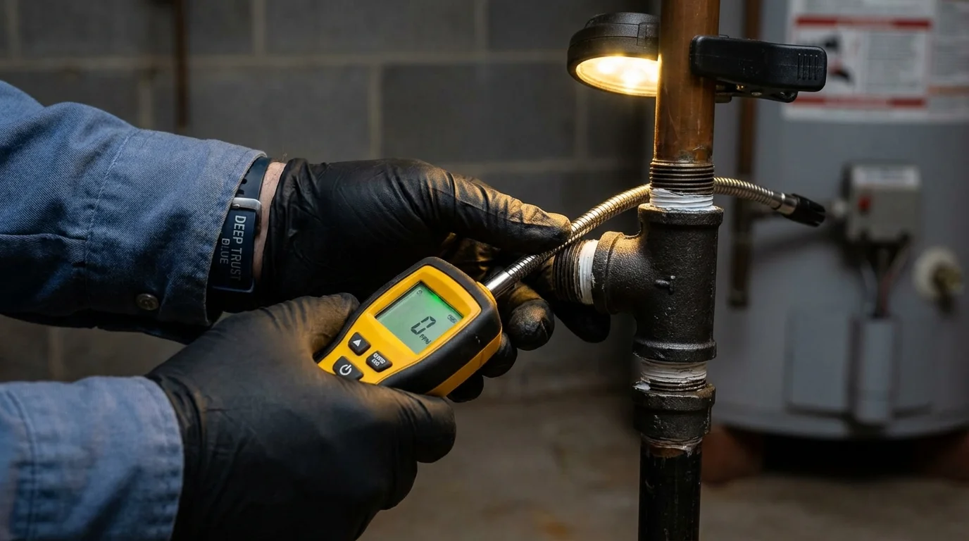 Gas leak detection with electronic sniffer by Johns Plumbing LLC in Spring City